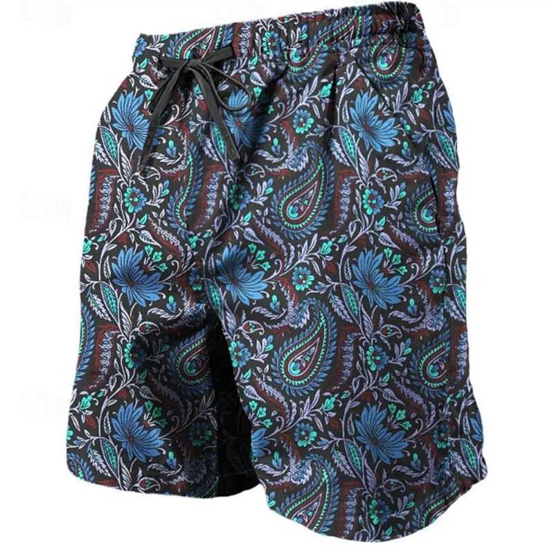 Trend Paisley Graphic Mens Beach Shorts Summer Cool 3D Printed Swimming Shorts Casual Street Clothing Oversized Shorts X250410