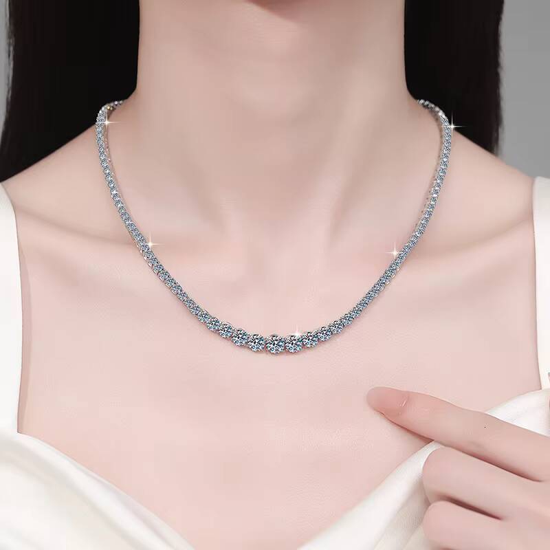 Tariff Free Luxury Hiphop Style S925 Sterling Silver Gradual Change Size VVs1 Moissanite Tennis Necklace of Women Men