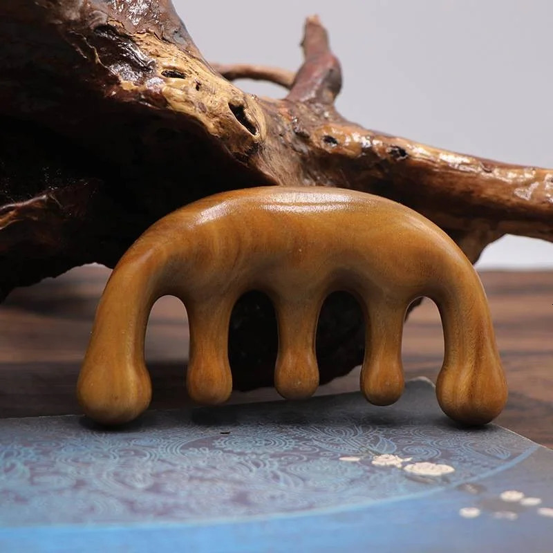 1pcs Massage Comb Natural Sandalwood Wide Five Teeth Thickened Scalp Hair Combs for Head 251107