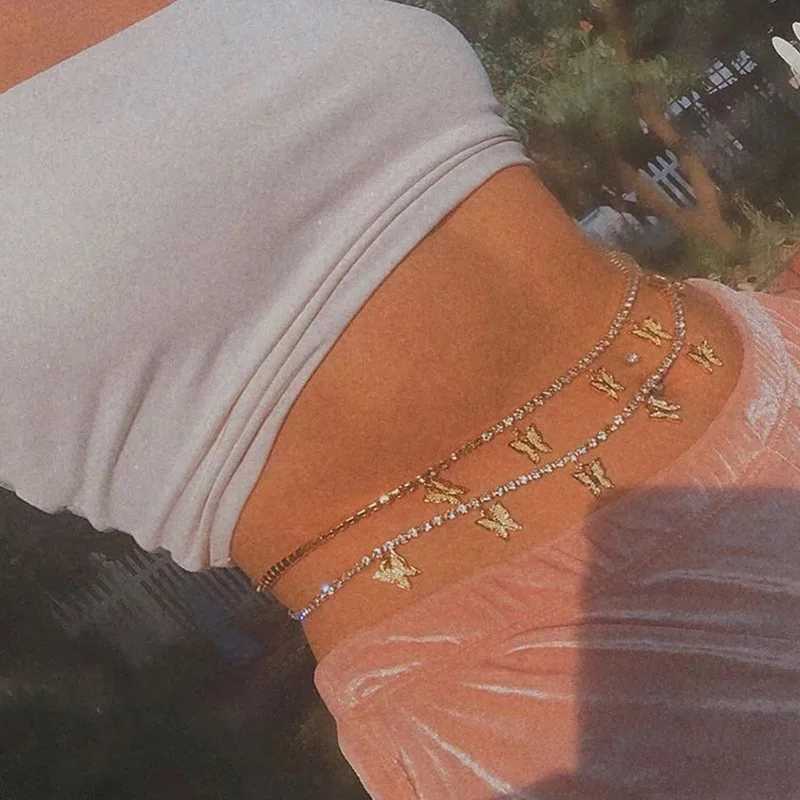 Dovzhna Beach Crystal Chians Sexy Waist Chain Beach Harness Waist Body Chain Fashion Jewelry 2023 New Wholes X250410