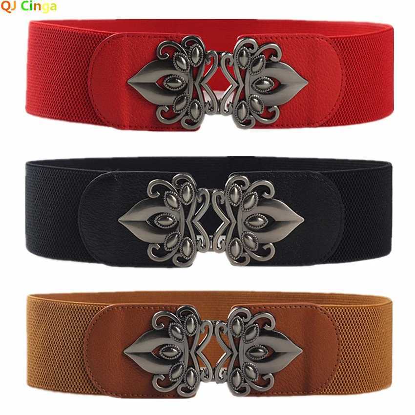 QJ CINGA Belt Wen Dress with Girdle Ladies Wide Waist Seal Elastic Belts Wens Versatile Girdle Red Black 65cm-85cm Cinturon X250410