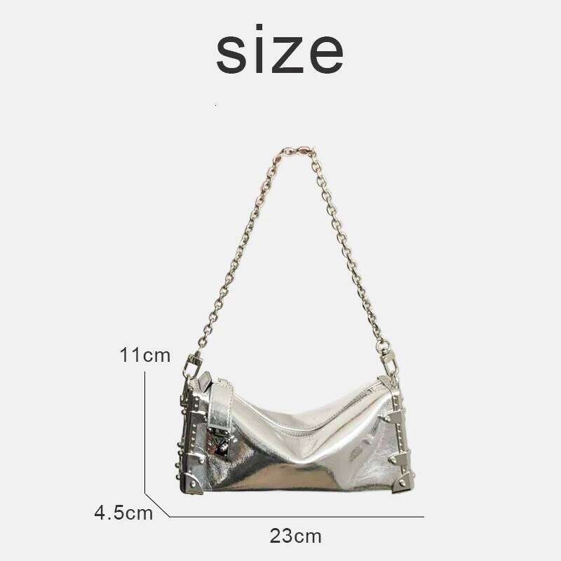 Genuine Leather Small Box Bags For Women Luxury Designer Handbags Purses 2025 New In Cowhide Lock Rivet Chain Underarm Shoulder
