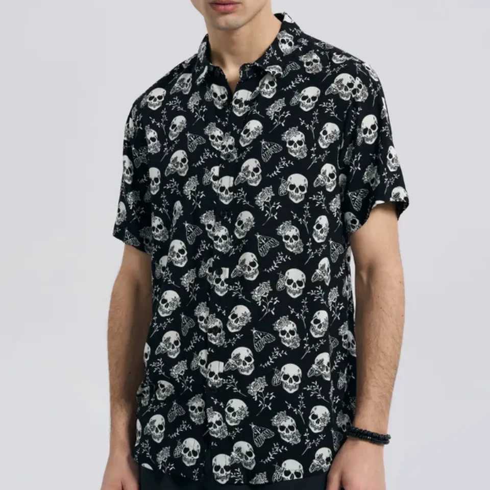 Mens Hawaiian summer short sleeved casual daily sublimation skull print mens street clothing S-5XL X2504101