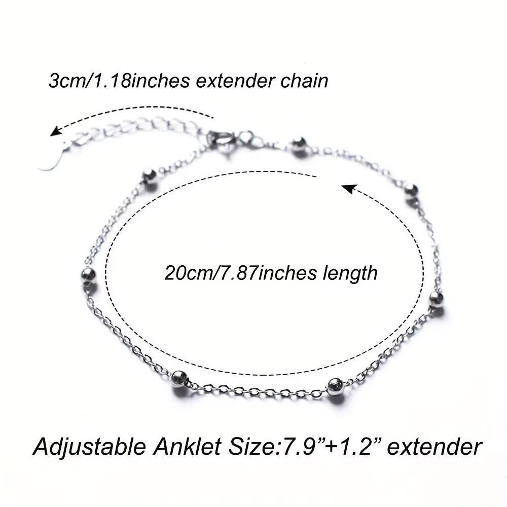 Fine Anklets 925 Sterling Silver Beads Chain Womens Anklet Bracelet Summer Jewelry