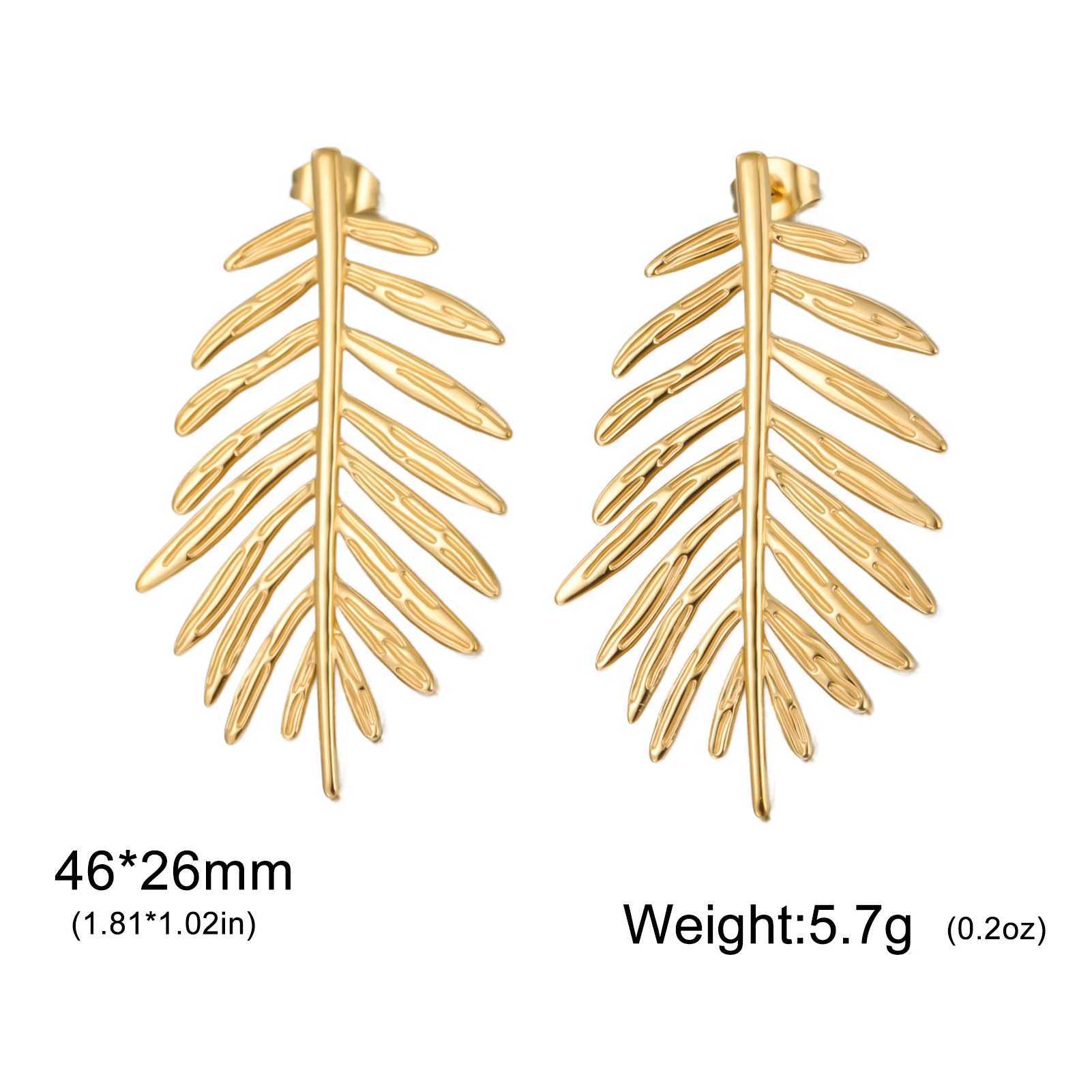 Cazador Exaggerated Leaves Stud Earrings Gold Color Stainless Steel Waterproof Earrings for Women Jewelry Party Birthday Gift J251110