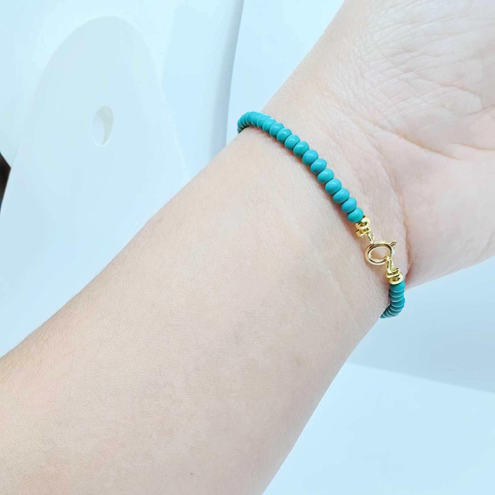 New Ultra Fine Turquoise Bracelet for Women Summer Beads Birthday Gift Vintage TurquoiseT251110