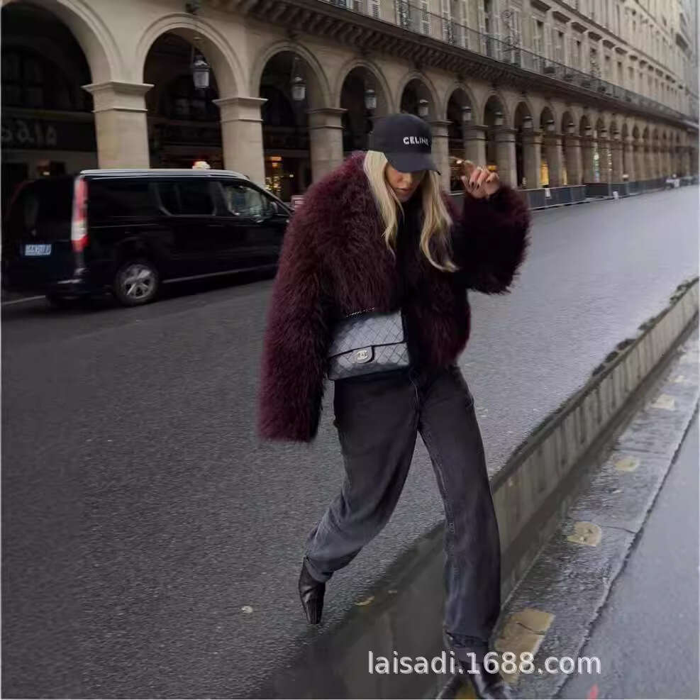 Women's Clothing Autumn Winter New European and American Socialite Fashion Versatile Eco-friendly Faux Fur Short Coat Wholesale