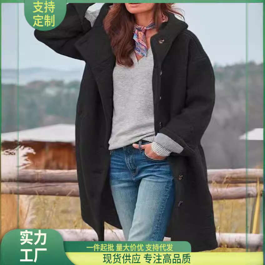 2025 Autumn Street Style Casual Trench Long Sleeve Loose Fit Women's Coat Winter Export Wholesale