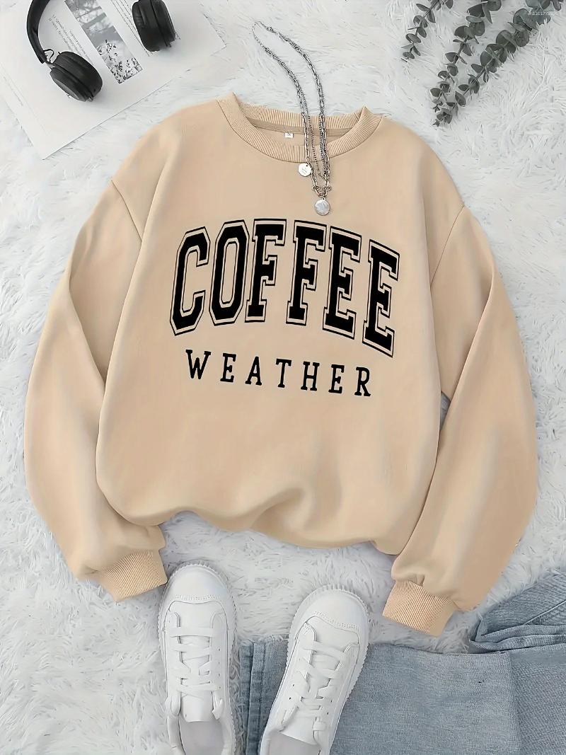 Women's Hoodies Autumn And Winter Loose Casual Comfortable Letter Print Plus Velvet Long Sleeved Round Neck Hoodie Pullover