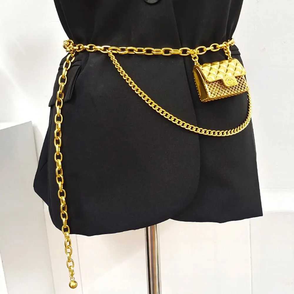 Design ultra-thin and fitted party dress jeans tassel belt gold chain belt clothing belt metal bag belt X250410