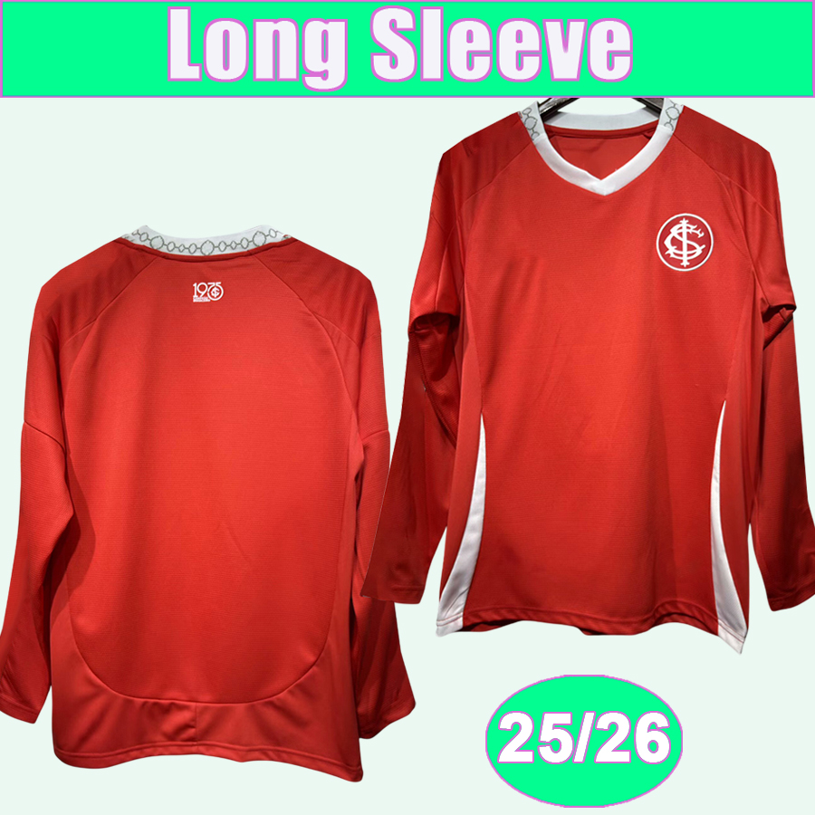 25 26 Internacional Mens Long Sleeve Soccer Jerseys B.HENRIQUE A.PATRICK B.GOMES BORRE FERNANDO MERCADO Home Football Shirts Adult Uniforms