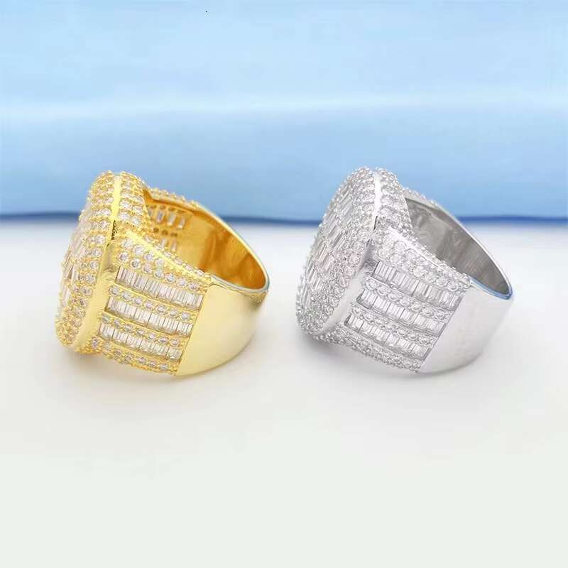 Luxury 925 Sterling Silver Ring Gold Plated Moissanite Engagement Rings Jewelry Women Men