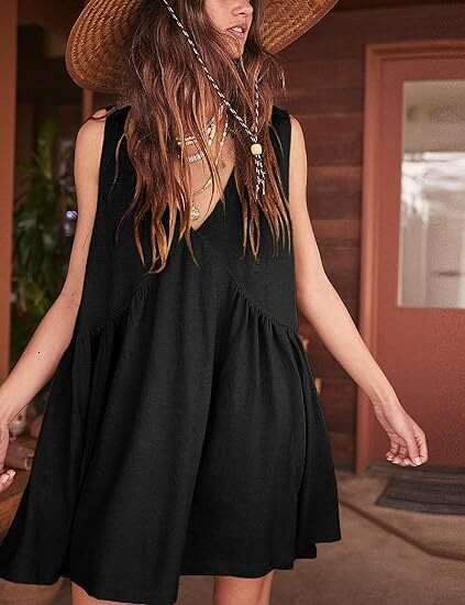 2024 European and American Foreign Trade Cross-Border Women's Fashion Amazon Shein V-Neck Sleeveless Ruched Tank Pocket Dress