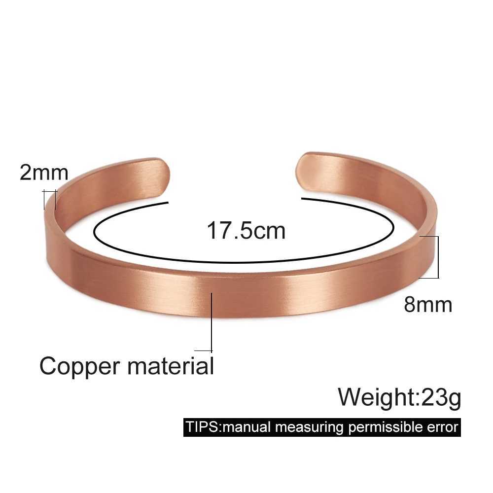 Vinterly Pure Copper Bracelets for Women Men Unisex 8mm Wide Adjustable Cuff Bangles Female Resizable Jewelry Soft Solid CopperC250410