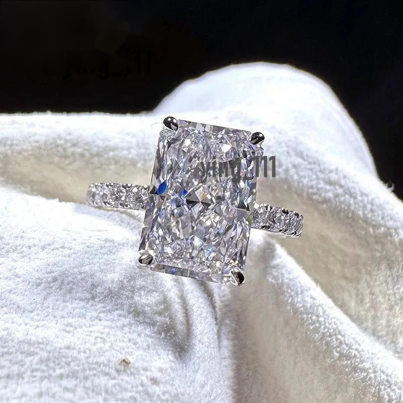 2 3 5 6 8 10 Carat Real Solid 18K White Gold Ring Radiant shape DVVS1 moissanite Diamonds Women Wedding Party Engagement Ring
