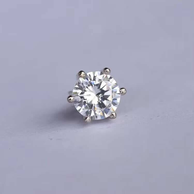 Classic Style 925 Solid Silver Round Brilliant Moissanite Diamond Stud Earrings for Men Women Jewelry