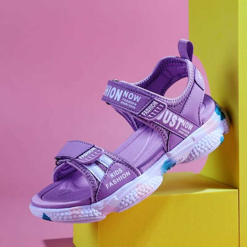 Summer brand anti slip beach shoes childrens sandals casual shoes childrens flower princess flat shoes size 29-38 Z250410