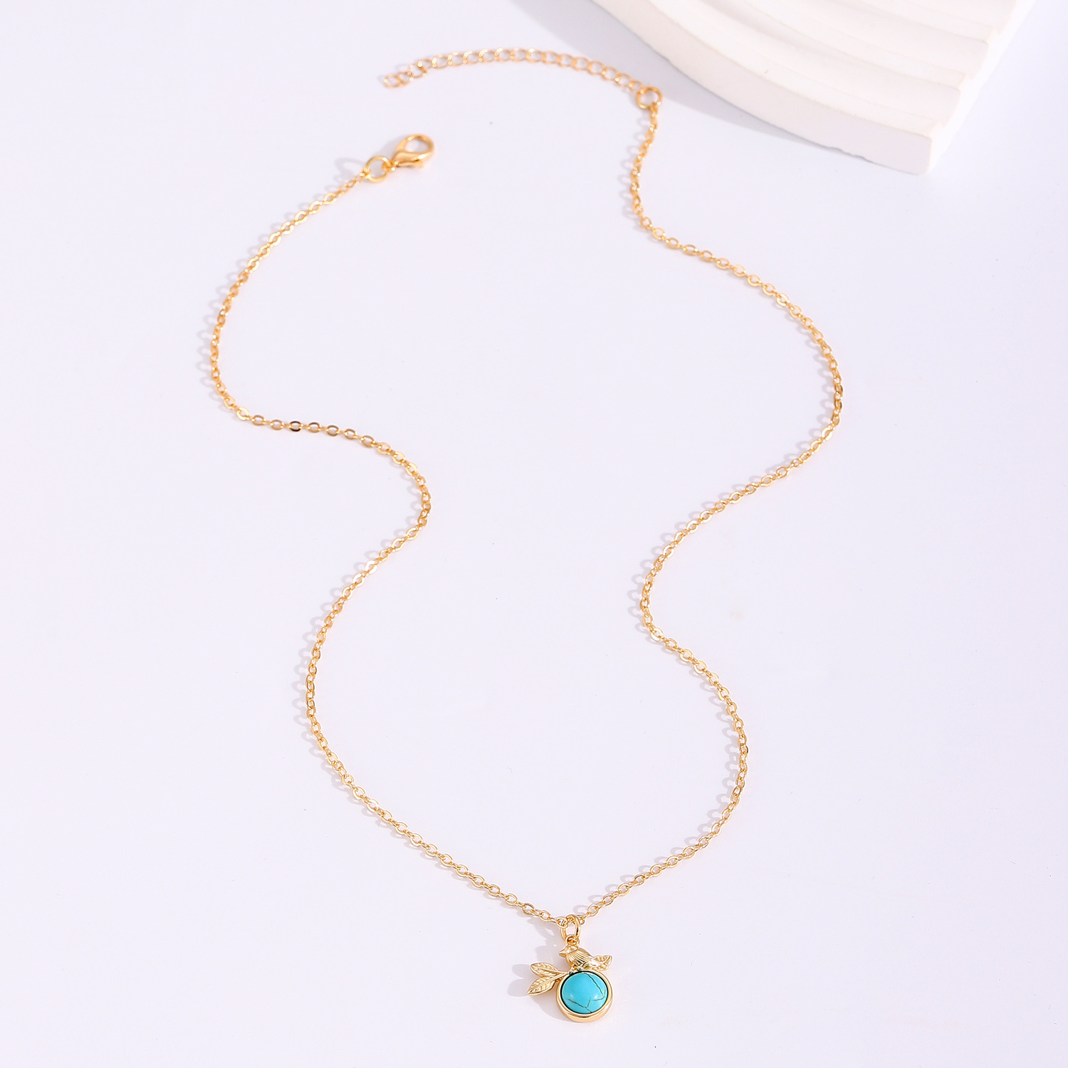 Ins Style Personality Simple Turquoise Bird Pendant Necklace for Women Fashion Niche High-end Clavicle Chain