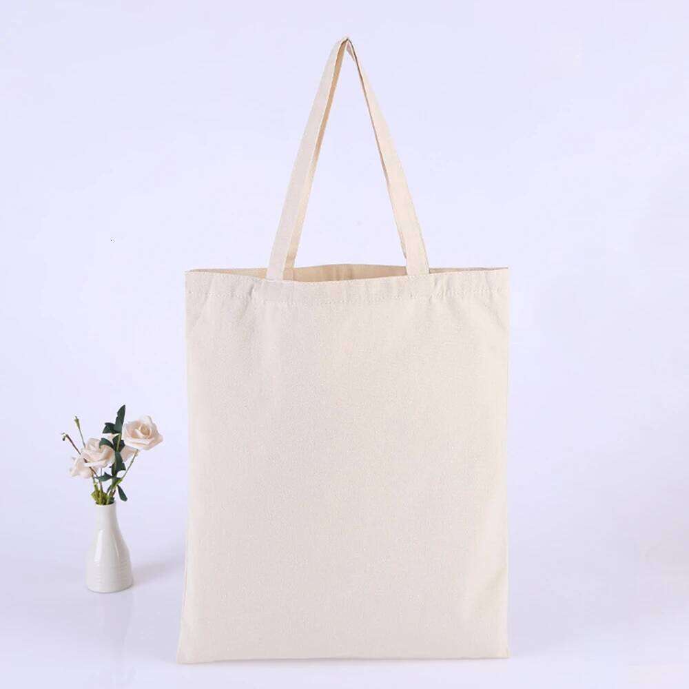 10 Pcs Canvas Tote Eco-Friendly Shopping Handbags Women Fashionable Shoulder Bags For Students Book Storage Packaging