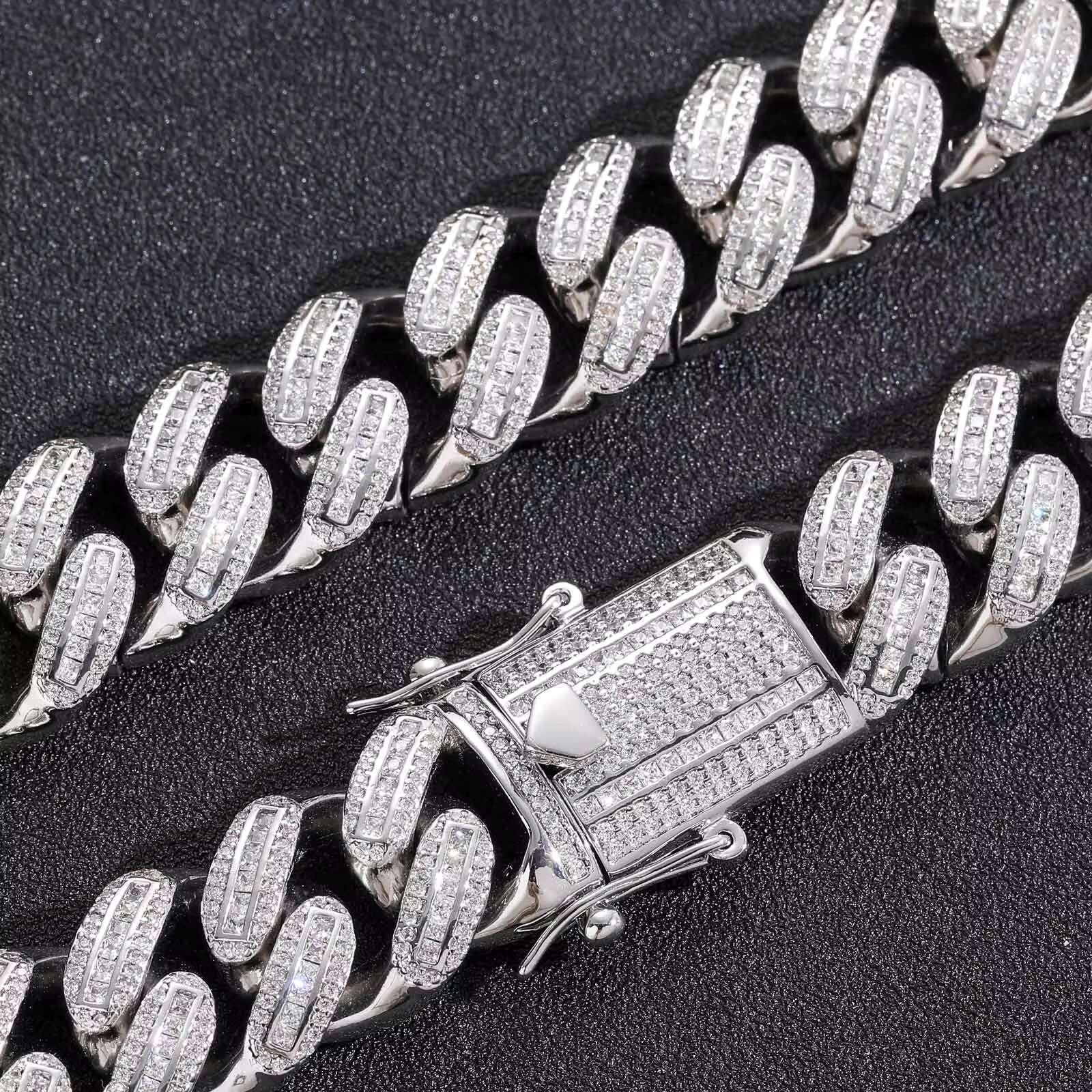 BES 18mm High Quality Hot Selg Copper Prong Cuban Chain Sier Brass CZ Hip Hop Jewelry Chains for Men Custom Length