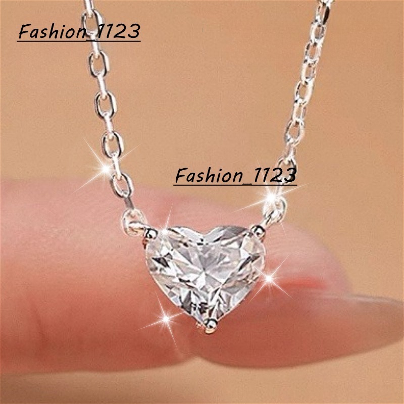Gold Plated Moissanite Solitaire Pendant Unisex Necklace Vintage Fine Jewelry with Heart Cut Unisex Gift
