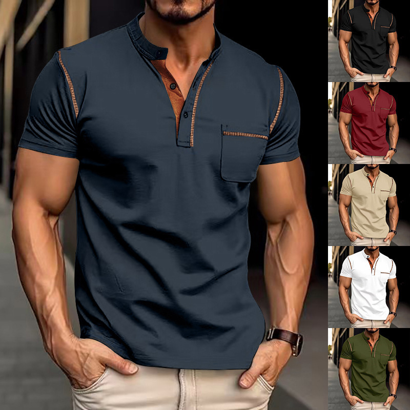 2024 Summer New Mens Short sleeved T-shirt Quick drying Casual Polo Shirt