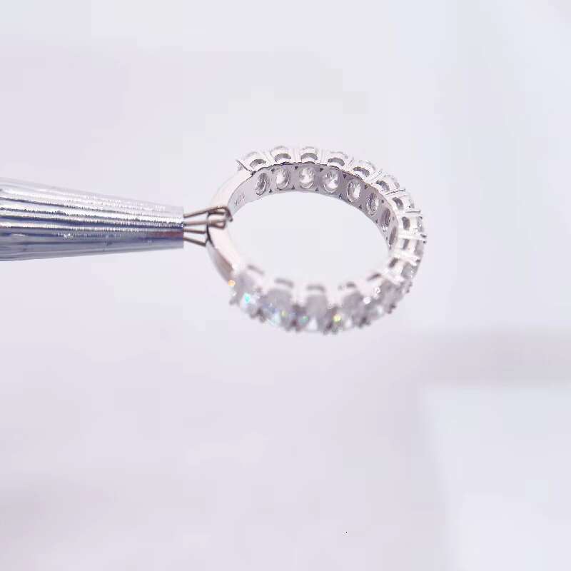 New Ins Ring S925 Silver Platinum-plated Round Moissanite Ring