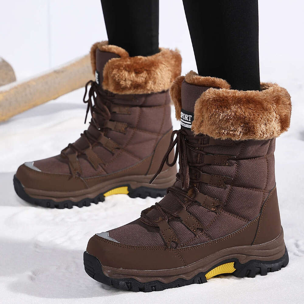 Cross-Border Plus Size Cotton Shoes Women's Snow Winter Warm Mid-Calf Fleece-Lined Thickened Northeast Outdoor Hiking Boots