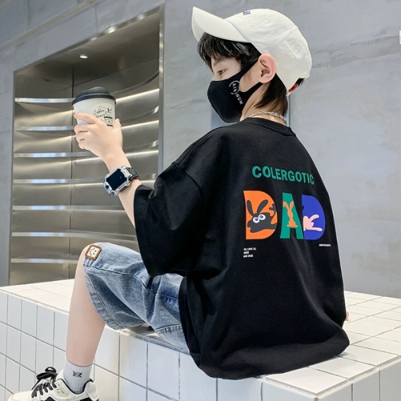 GS- Ddmyshoesvip Boys Clothes Short T Shirt Middle Aged Children S Clothing Summer New Style Boys Half Sleeved T Shirt Top Trendy