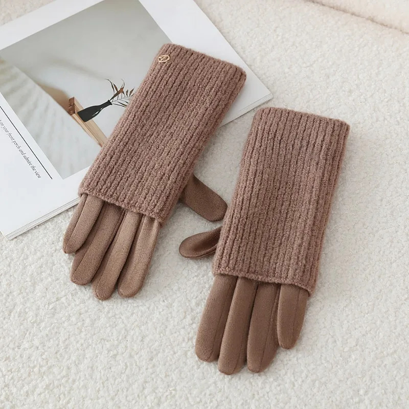3 Ways to Wear Removable Winter Women Gloves Keep Warm Touch Screen Knitted Suede Solid Soft Add Velvet Not Bloated Prevent Cold 251106