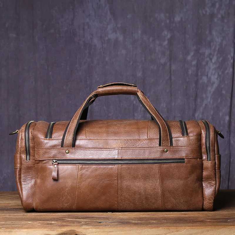 New Retro Large Capacity Mens Frosted Leather Travel Bag Made Of Old Top Layer Cowhide Portable Short Distance Luggage Bag K251110