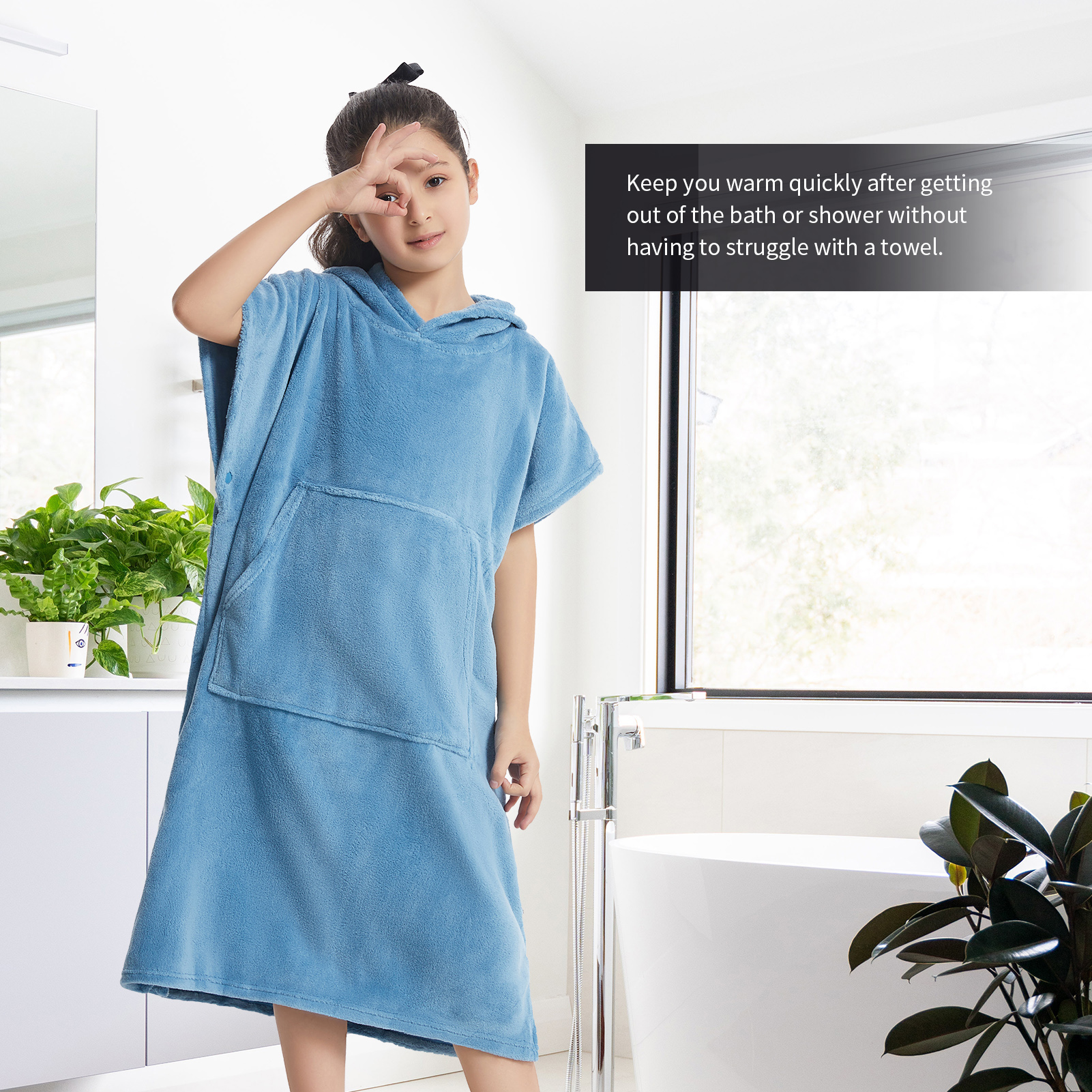 Kids Changing Towel Surf Poncho, Soft Hooded Swim Towel, Thin And Lightweight Quick Drying Absorbent Changing Towel, For Beach Pool Surfing Swimming D