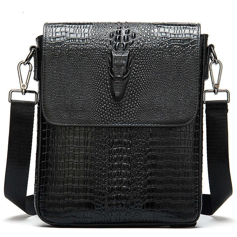 Bestselling Top Layer Cowhide Crocodile Pattern Flap Business Shoulder Crossbody Men S Light Luxury Leather Bag High Quality