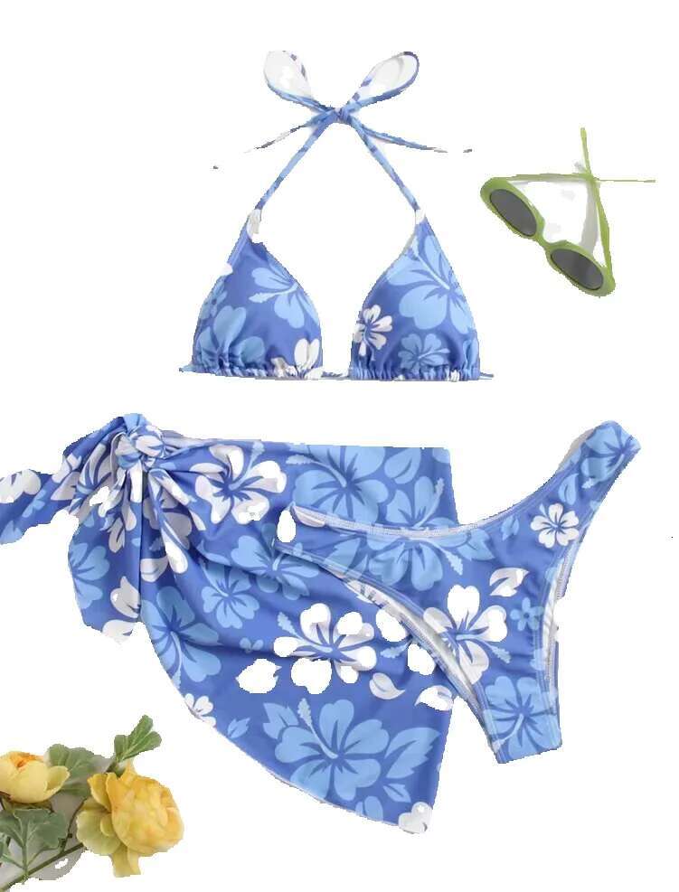 Sexy European and American swimwear, bikini skirt, three piece set