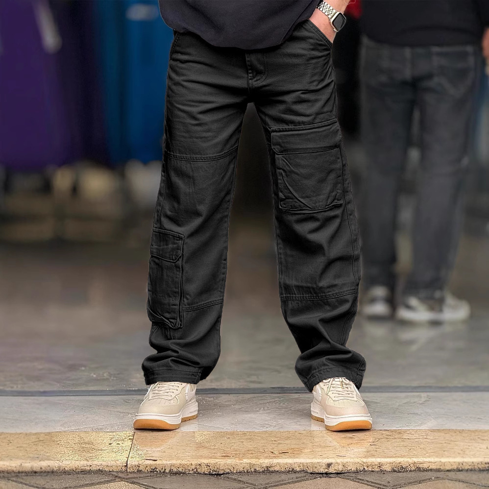 2025 casual work pants mens spring autumn winter pure cotton mens multi pocket American work pants