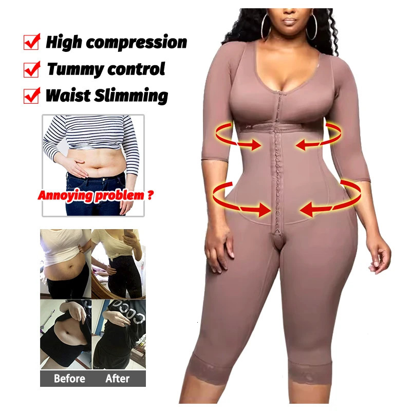 Full Body Colombian Girdles Shaper High Compression Bodysuits Postoperative Postpartum Lipo Arm Slimmer Waist Reducing Shapewear 250424