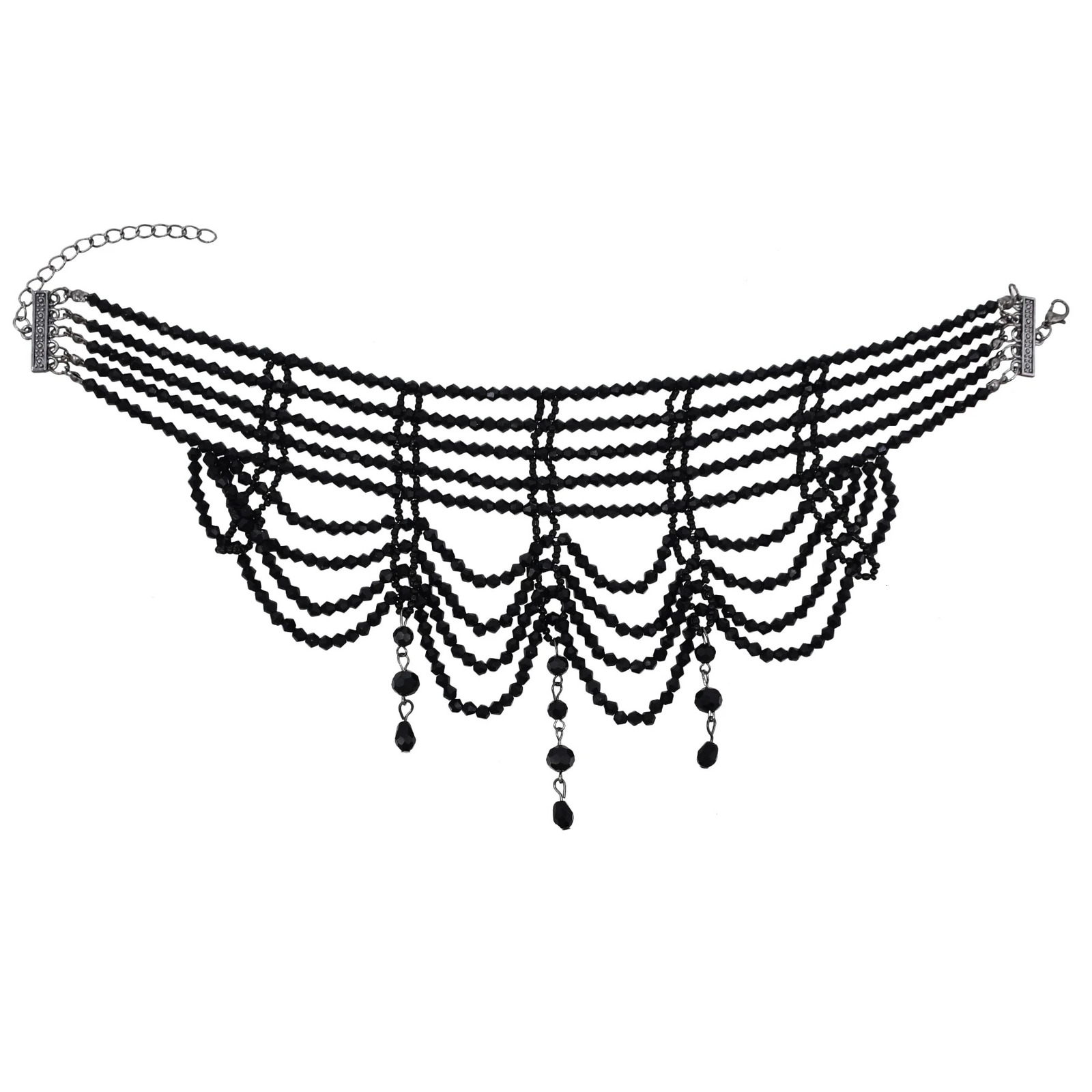Fashion Black White Crystal Beads Necklace for Women Handmade Bohemian Drop Beaded Choker Necklaces Ladies Charm Jewelry 250409