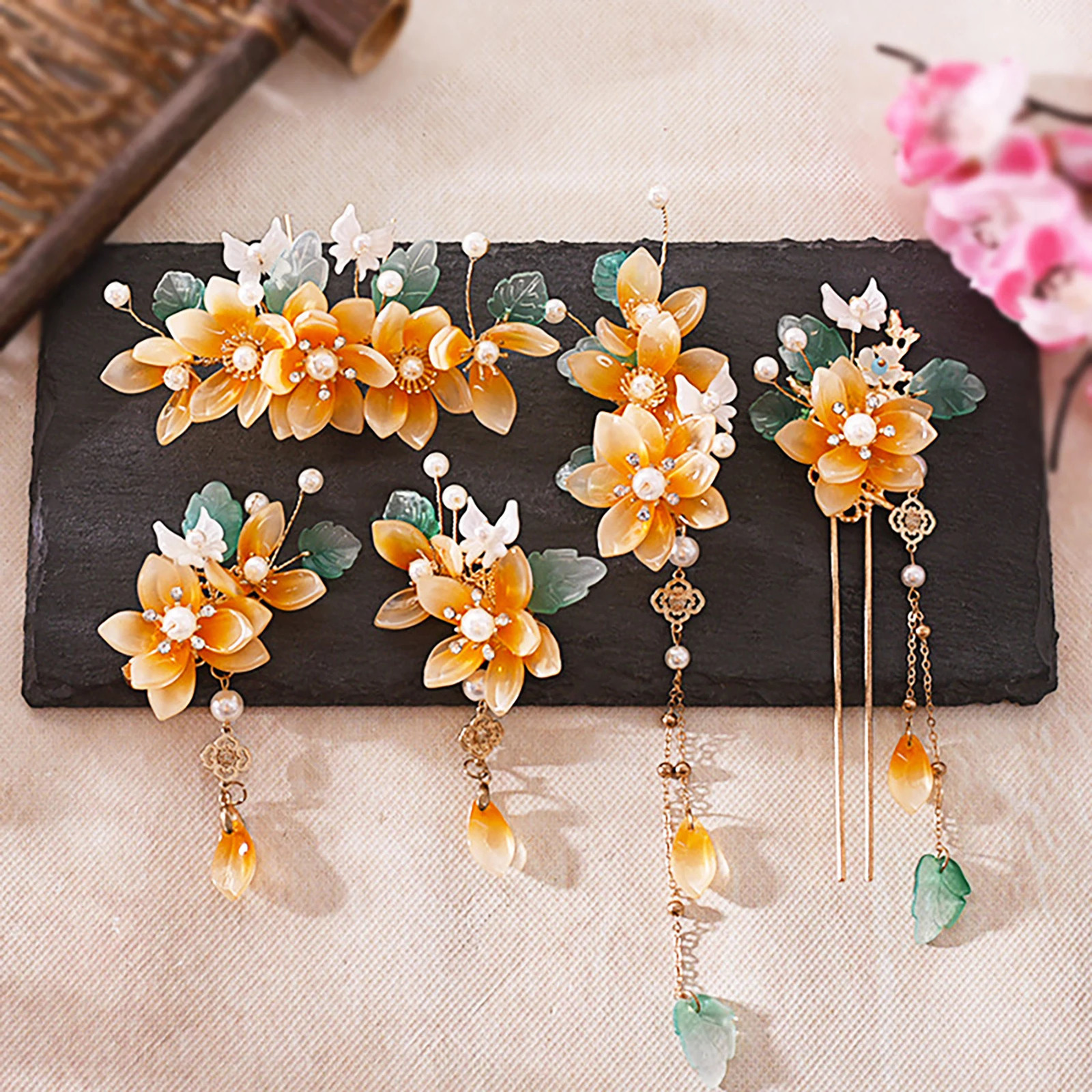 Retro Clockwork Fairy Hair Clip Hanfu Hair Accessories Womens Flower Tassel Hair Clip Fork Head Hair Jewelry 250409