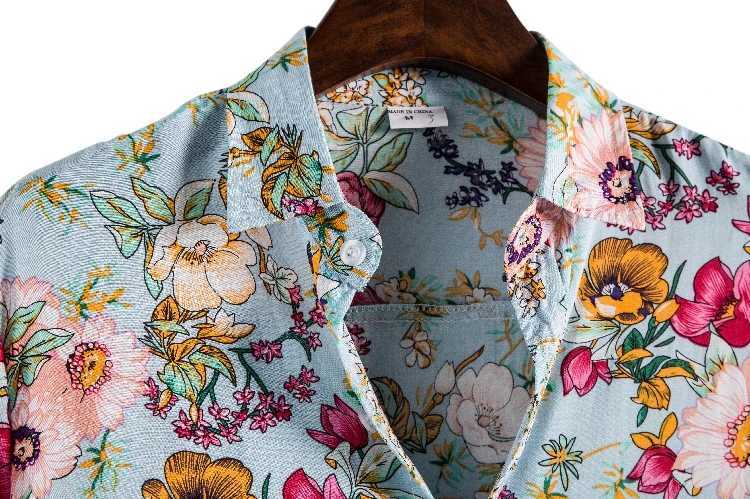 Floral Hawaiian Aloha Shirt Mens 2022 Summer Short sleeved Quick drying Beach Clothing Casual Button Vacation Clothing Chemical Mens Clothing X250410
