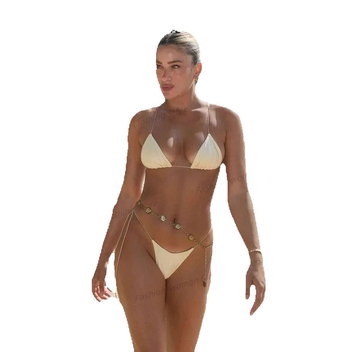Women's triangle swimsuit, sexy bikini, two-piece set, bandage, beachwear