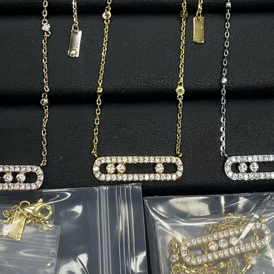 designer necklace golden moving diamond for woman diamond crystal Gold plated 18K 925 Silver brand designer 014A