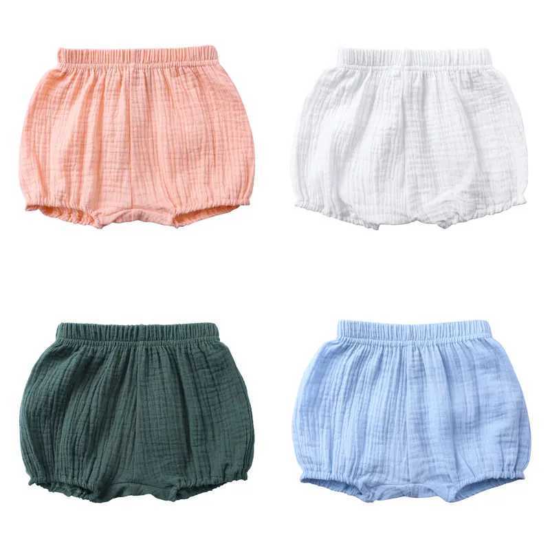 Summer CHIldrens Boys Shorts Solid Color Baby Girls Shorts Cotton Linen Bread Shorts Fashion Newborns 6-month-4 Years Z250410