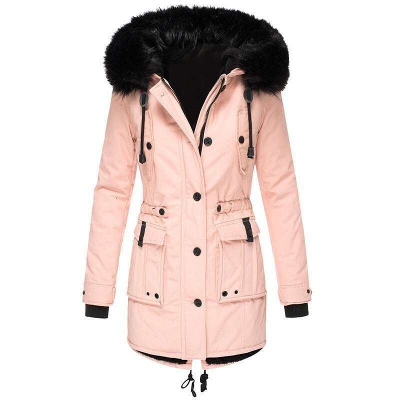 Cross-Border Clothing Fleece-Lined Thickened Jacket Women's Cotton Coat Parka With Fur Collar Winter Cold-Proof 68d9 8534