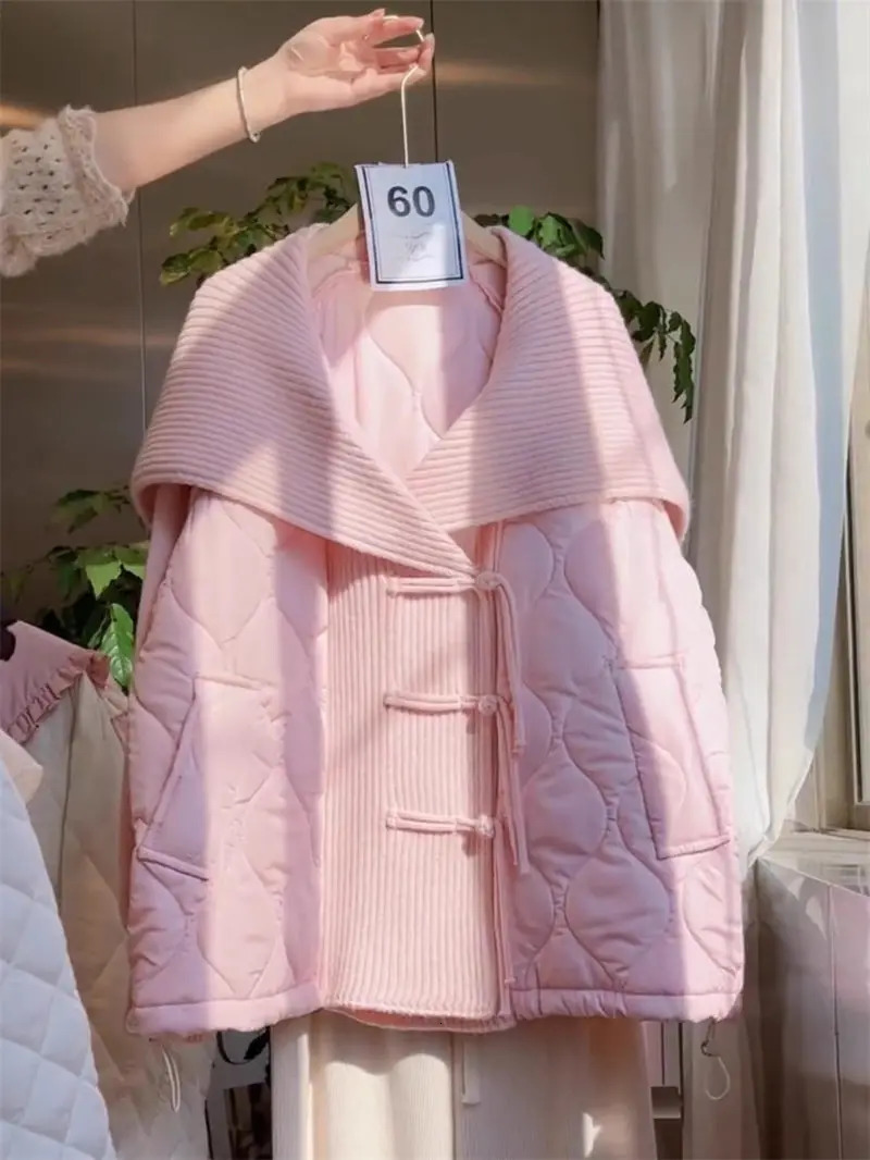 Lapel Collar Knitted Cardigan Quilted Sweater Jacket Womens Autumn And Winter Fashion Sweet Loose Shawl Top Z3310 251107