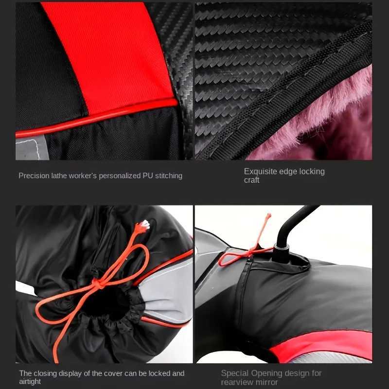 Reflective Strips Motorcycles Handlebar Gloves Winter Waterproof Oxford Cloth Windproof Warm Plush Motorcycle Handlebar Cover S25118