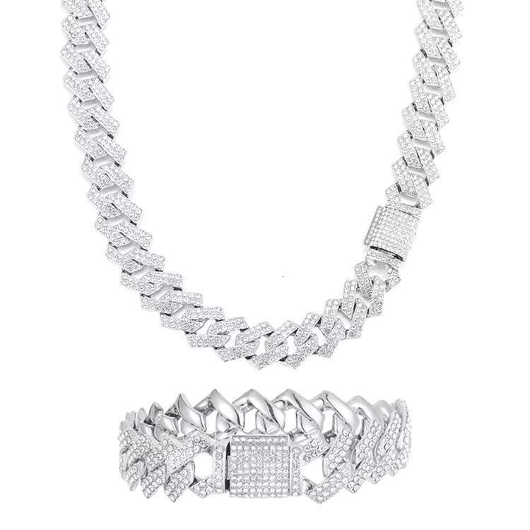 Commercial Cuban Chain Decorative Alloy Necklace Men's Gift Plated with Gold and Sier