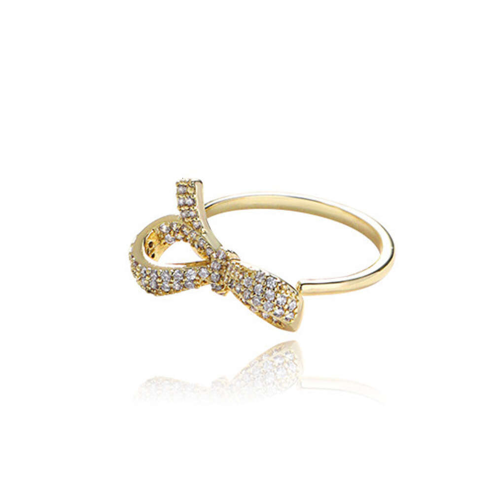 DHcollections Butterfly Knot Zircon for Women, Light Luxury, High-End Feel, Ins Style, Versatile Index Finger Ring, Elegant and Fashionable, Niche Ope