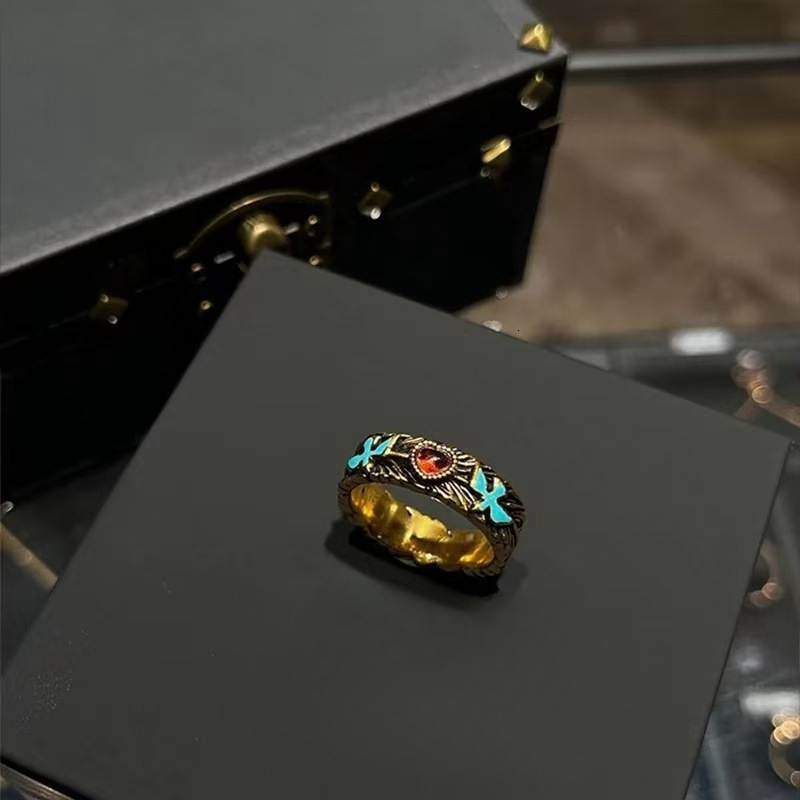 Vintage Bird Collection Vintage Bird Fashion Ring Ring For Women Designer Ring Retro Brushed Red Heart Buchi Style Index Finger Ring