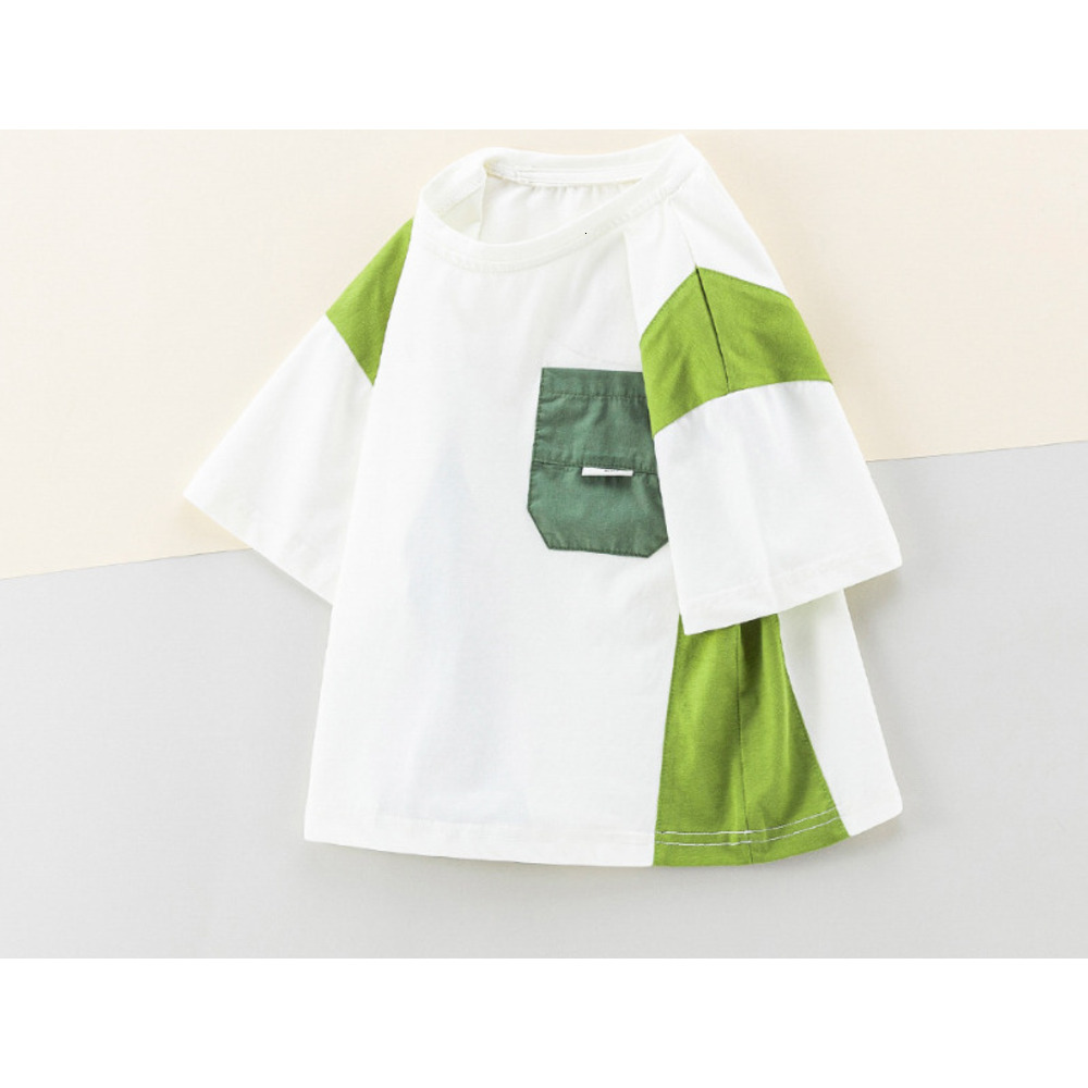 GS- Ddmyshoesvip Boys T Shirts New Styles Short Tops Children S Contrasting Colors Versatile Half Sleeved Clothes Summer Bottoms Trendy A