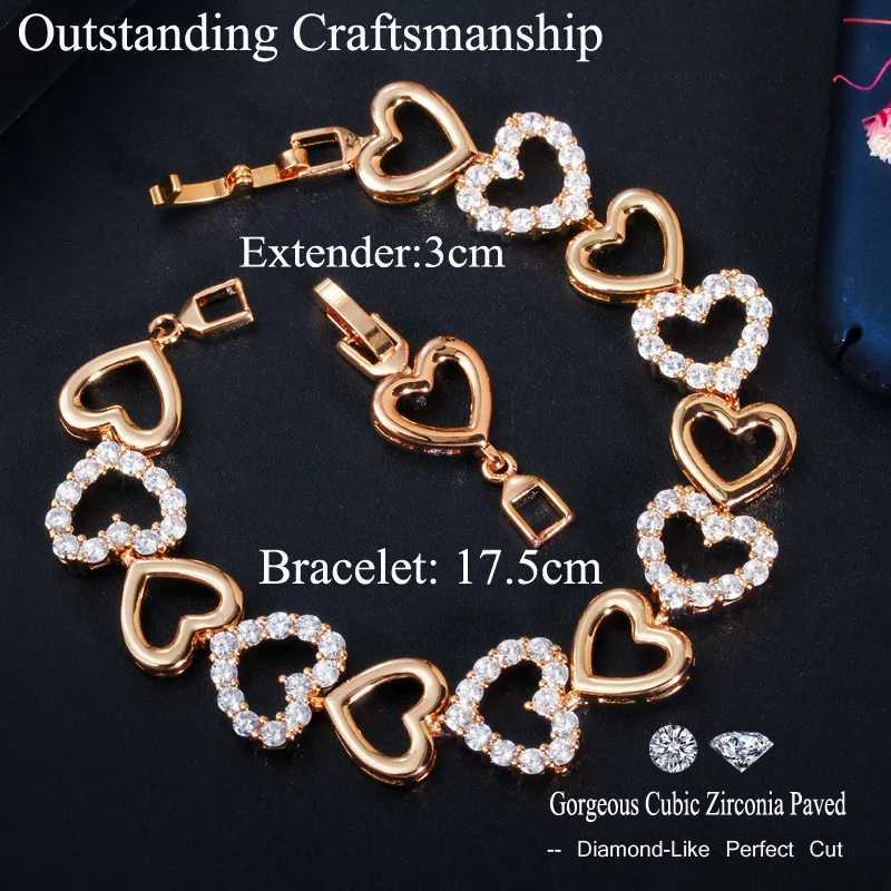 CWWZircons Romantic 585 Gold Plated Cubic Zircon Bracelet for Women Love Heart Trendy Wristband Girlfriend Gifts Jewelry CB204T251110
